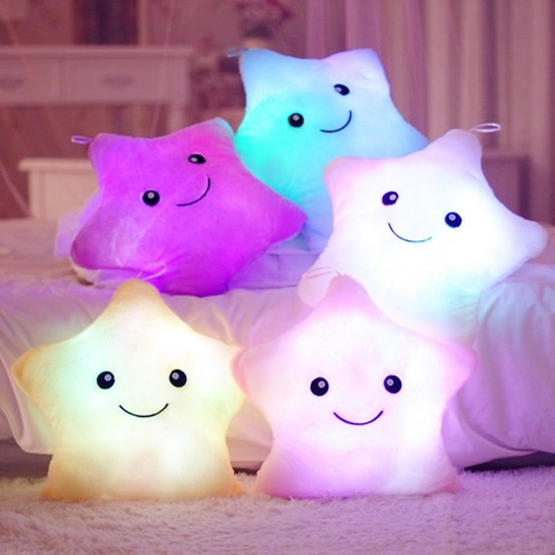 1 Piece 40*35cm Stuffed Dolls Soft Lighting Pillow Star Heart  Light Colorful Pillows Cushion Office Popular Plush Toys