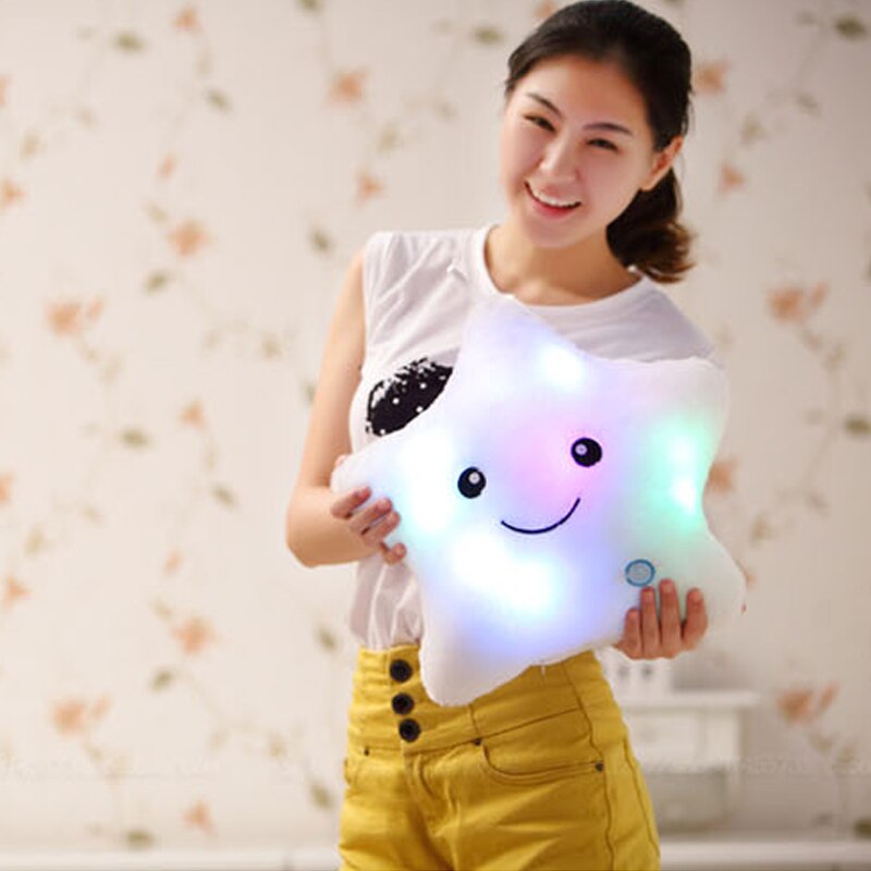 1 Piece 40*35cm Stuffed Dolls Soft Lighting Pillow Star Heart  Light Colorful Pillows Cushion Office Popular Plush Toys