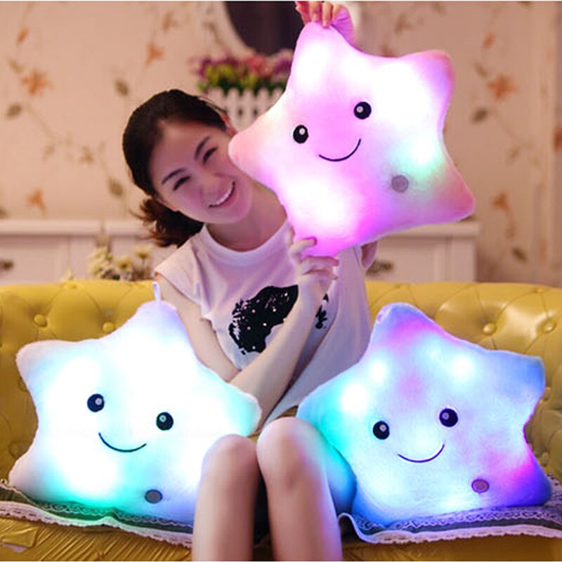 1 Piece 40*35cm Stuffed Dolls Soft Lighting Pillow Star Heart  Light Colorful Pillows Cushion Office Popular Plush Toys