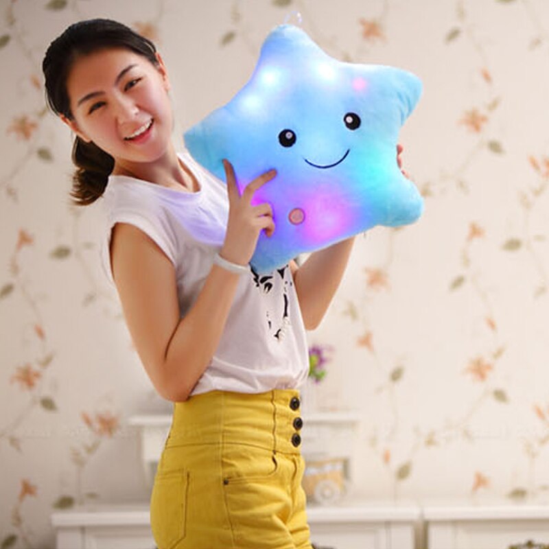 1 Piece 40*35cm Stuffed Dolls Soft Lighting Pillow Star Heart  Light Colorful Pillows Cushion Office Popular Plush Toys