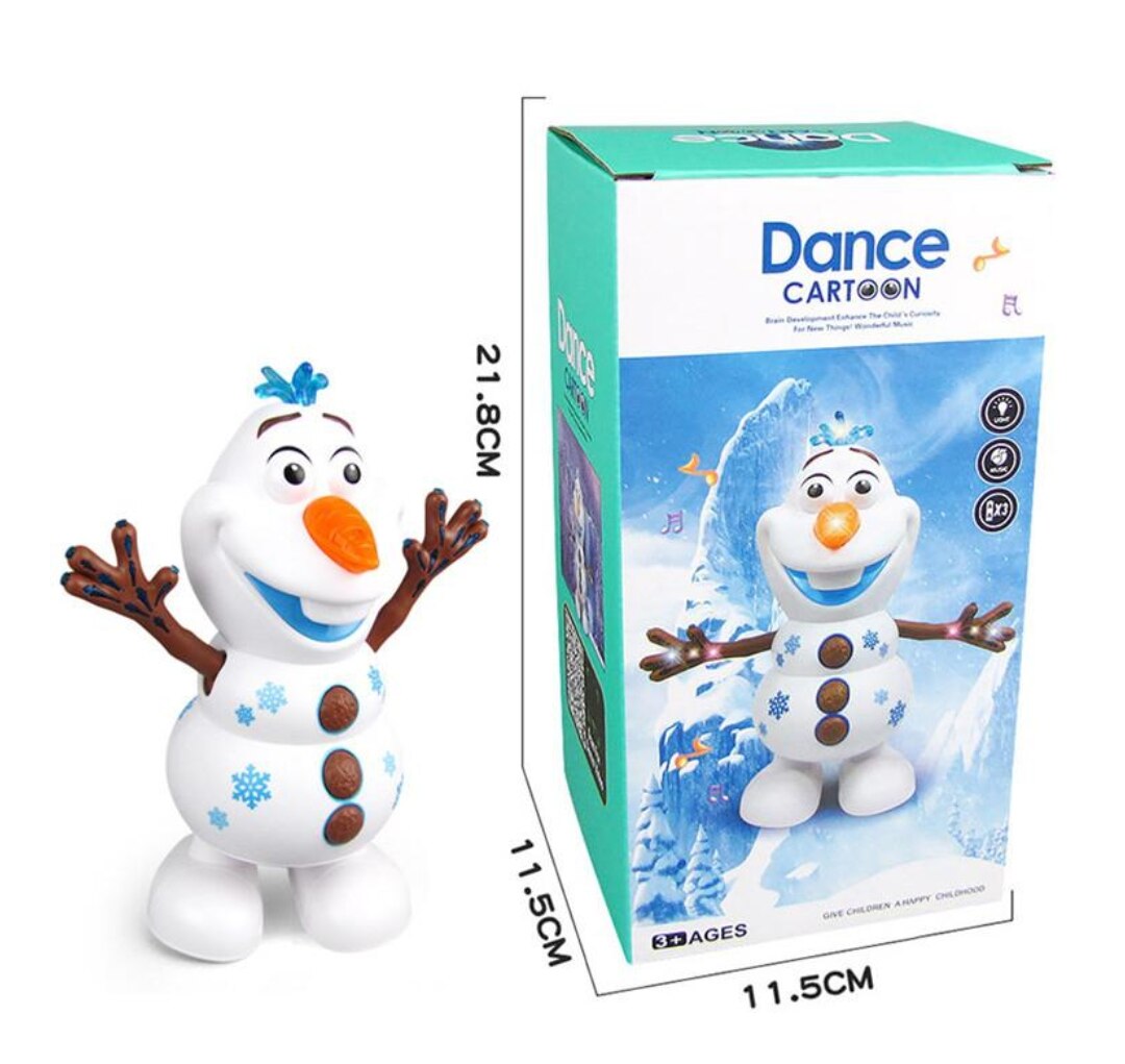 2021 Dancing Snowman Olaf Robot With 5 Music Led Music Flashlight Electric Action Figure Model Kids Toy Christmas Gift