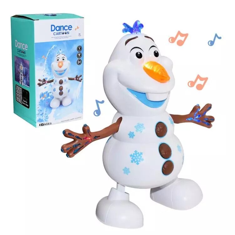 2021 Dancing Snowman Olaf Robot With 5 Music Led Music Flashlight Electric Action Figure Model Kids Toy Christmas Gift