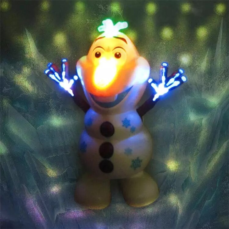 2021 Dancing Snowman Olaf Robot With 5 Music Led Music Flashlight Electric Action Figure Model Kids Toy Christmas Gift