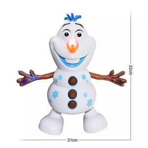 2021 Dancing Snowman Olaf Robot With 5 Music Led Music Flashlight Electric Action Figure Model Kids Toy Christmas Gift