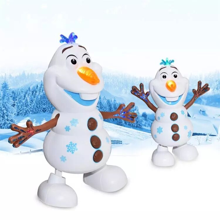 2021 Dancing Snowman Olaf Robot With 5 Music Led Music Flashlight Electric Action Figure Model Kids Toy Christmas Gift