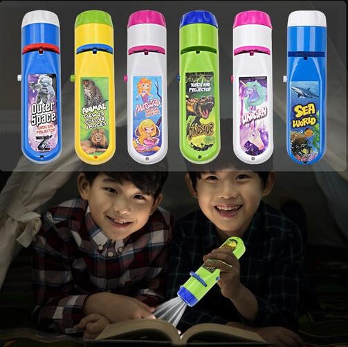 5PC Kid Flashlight Story Book Projector Torch Early Educational Light-up Toy Sleep Light Learning Christmas Present For Children