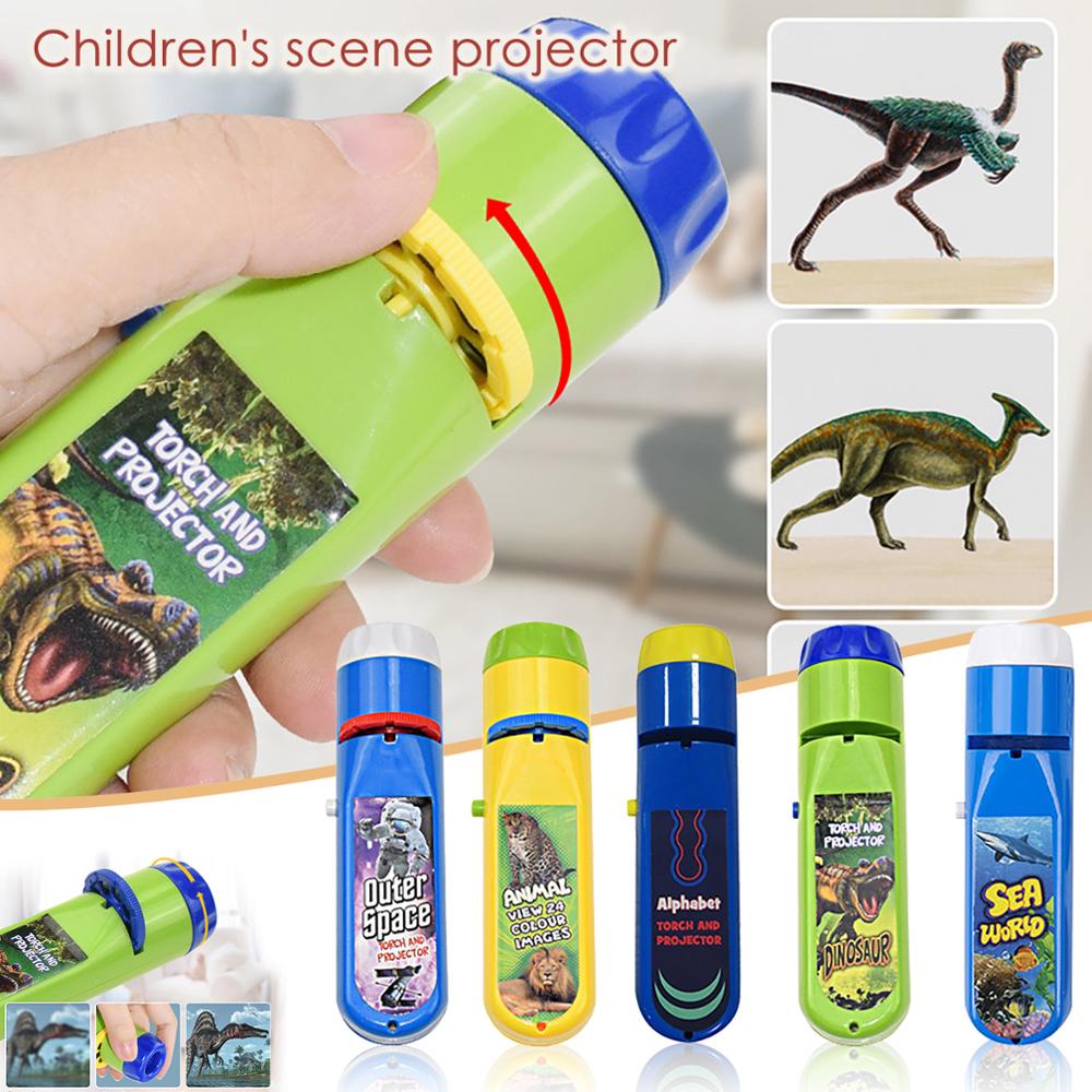 5PC Kid Flashlight Story Book Projector Torch Early Educational Light-up Toy Sleep Light Learning Christmas Present For Children