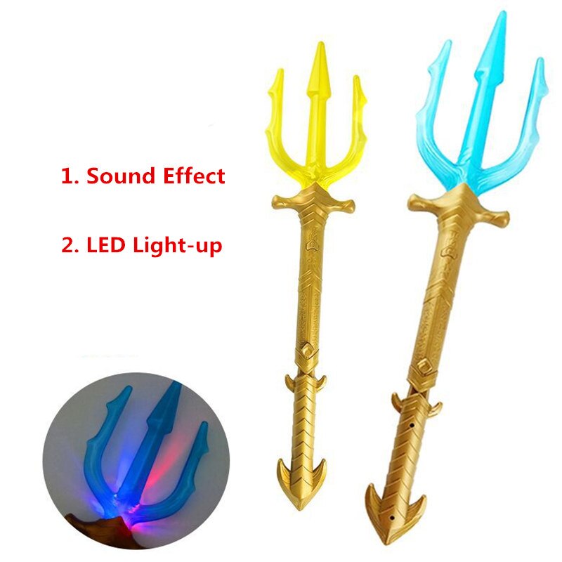 60cm Movie Superhero Aquaman Trident Toy Arthur Curry Orin Weapon Light up sword LED Flashing Lightstick for Kids party prop toy