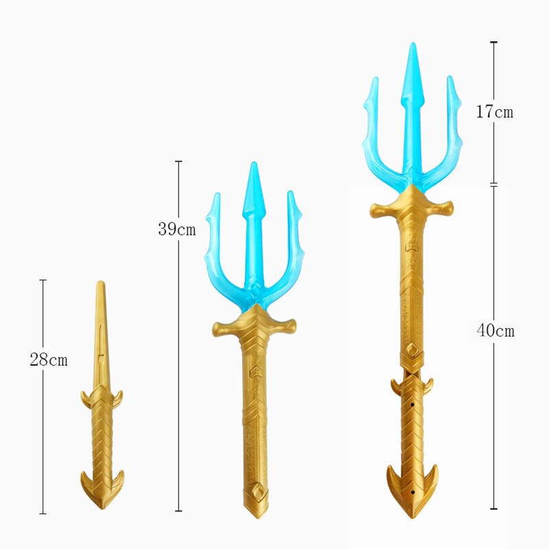 60cm Movie Superhero Aquaman Trident Toy Arthur Curry Orin Weapon Light up sword LED Flashing Lightstick for Kids party prop toy