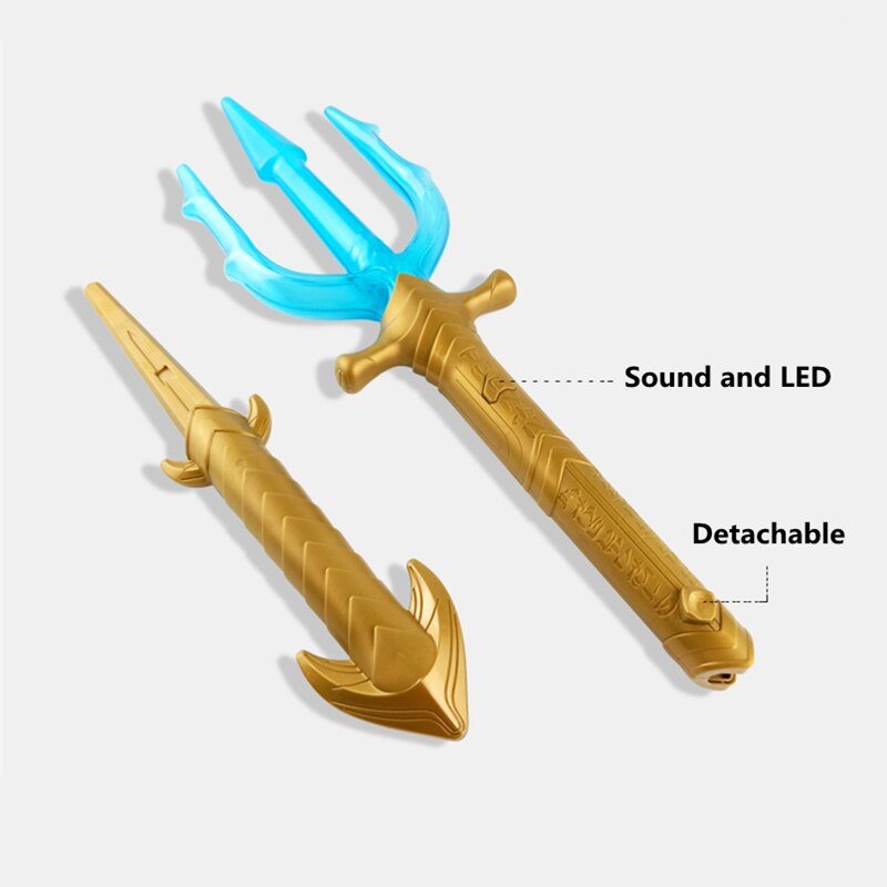 60cm Movie Superhero Aquaman Trident Toy Arthur Curry Orin Weapon Light up sword LED Flashing Lightstick for Kids party prop toy