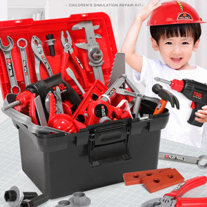 Children's Toolbox Engineer Simulation Repair Tools Toy Carpentry Drill Screwdriver Repair Kit Play Toy Set for Kids Gift