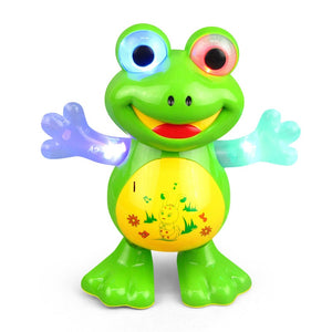 Electric Cartoon Little Frog Light Sound Moving Music Toy Multi-functional Universal Green Cartoon Frog Funny Gift For Children