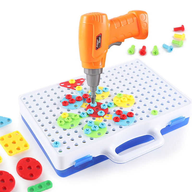 Electric Drill Nut Disassembly Match Tool Toys Children Educational Assembled Blocks Sets Tools For Boys Design Building Toys