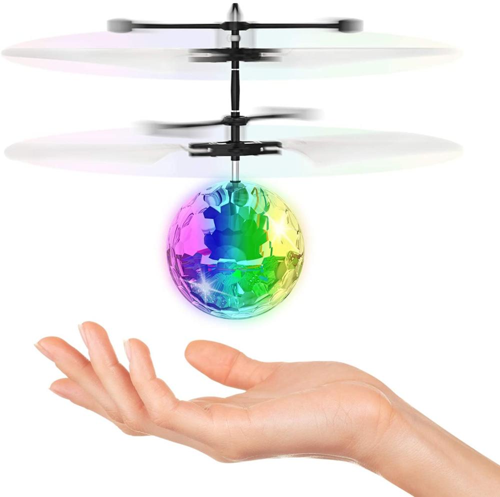 Flying Toy Ball Infrared Induction RC Flying Toy Built-in LED Light Disco Helicopter Shining Colorful  Indoor and Outdoor Games