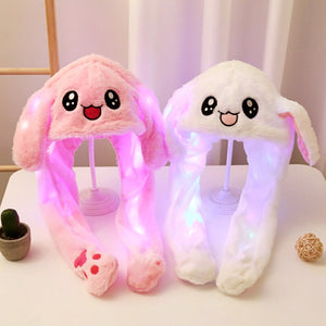 Funny Rabbit Hats Girls Boys Kids Toys LED Light Flash Cute Bunny Ears Moving Jumping Hats Plush Rabbit Caps Toys Children Gifts