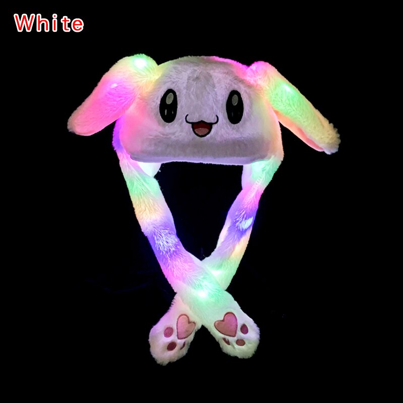 Funny Rabbit Hats Girls Boys Kids Toys LED Light Flash Cute Bunny Ears Moving Jumping Hats Plush Rabbit Caps Toys Children Gifts