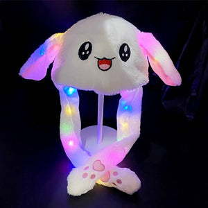 Funny Rabbit Hats Girls Boys Kids Toys LED Light Flash Cute Bunny Ears Moving Jumping Hats Plush Rabbit Caps Toys Children Gifts