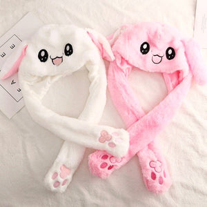 Funny Rabbit Hats Girls Boys Kids Toys LED Light Flash Cute Bunny Ears Moving Jumping Hats Plush Rabbit Caps Toys Children Gifts