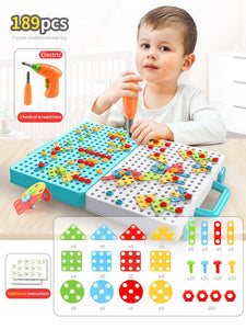 Kids Drill Screw Nut Puzzles Toys Pretend Play Tool Drill Disassembly Assembly Children Drill 3D Puzzle Toys For Boy