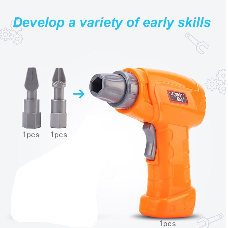 Kids Tool Toys Electric Drill Screws Toy Plastic Simulation Maintenance Tool Educational Toy Pretend Play Tool Toys for Boys