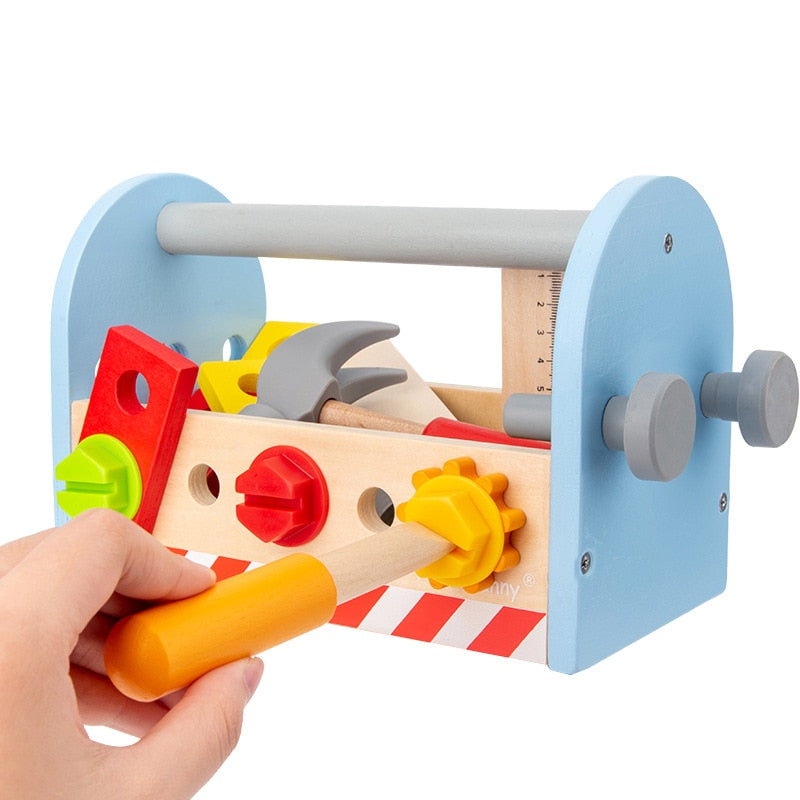 Kids Toolbox Toy Wooden Pretend Game Puzzle Montessori Disassembly Set Simulation Multifunctional Repair Carpenter Tool Boy Gift