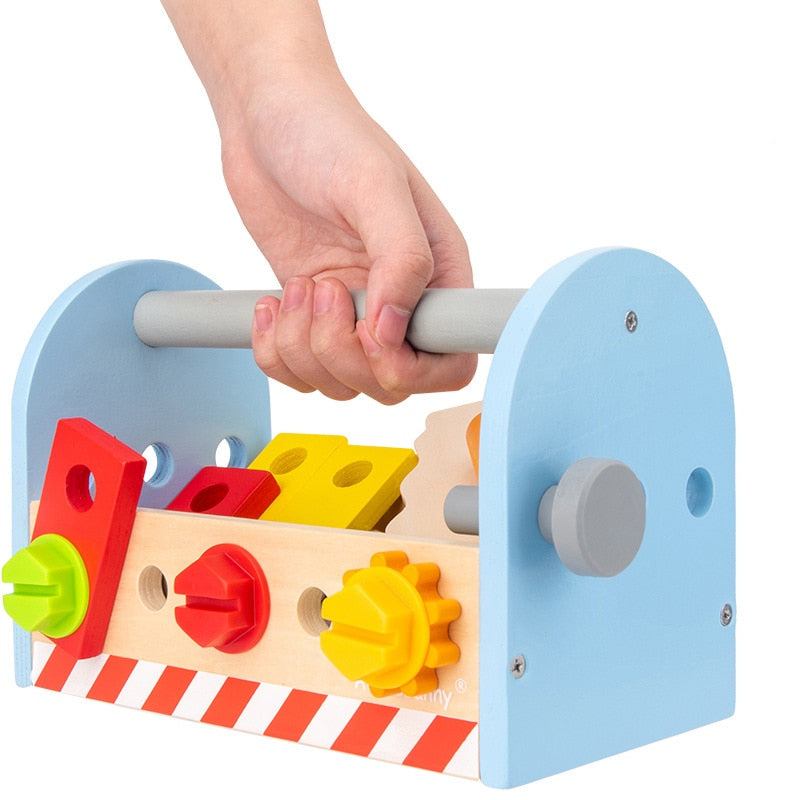 Kids Toolbox Toy Wooden Pretend Game Puzzle Montessori Disassembly Set Simulation Multifunctional Repair Carpenter Tool Boy Gift