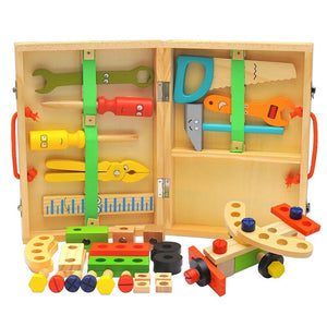 Kids Toolbox Toy Wooden Pretend Game Puzzle Montessori Disassembly Set Simulation Multifunctional Repair Carpenter Tool Boy Gift