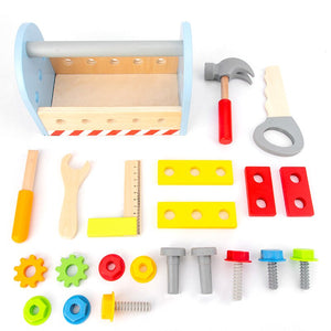 Kids Toolbox Toy Wooden Pretend Game Puzzle Montessori Disassembly Set Simulation Multifunctional Repair Carpenter Tool Boy Gift