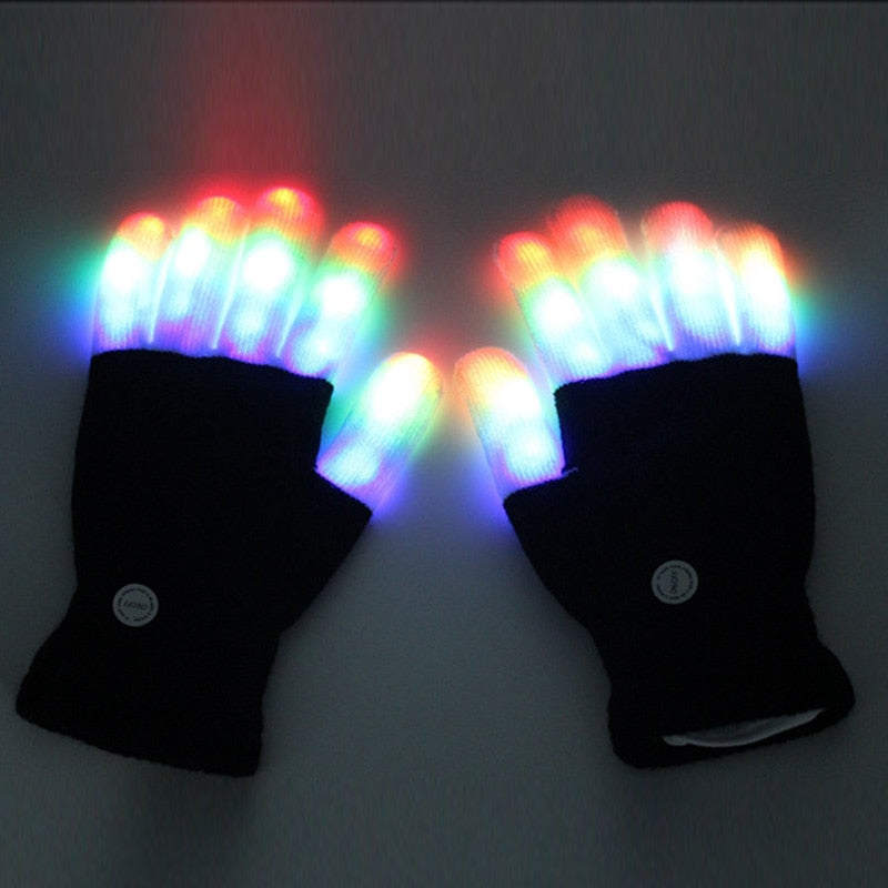 LED Gloves Glowing Halloween Outdoor Party Light Props Luminous Flashing Magic Gloves Stage Christmas Supplies Toys For Children