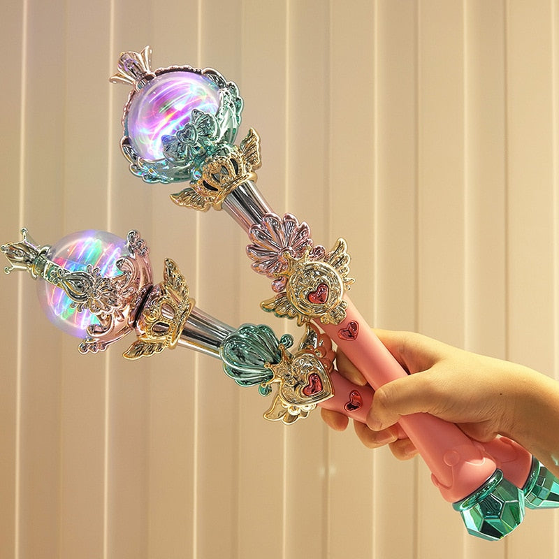 Luminous Toys Electric Lights Music Girl Children's Hand Hold Starry Sky Magic Wand Scepter Plastic Princess Queen Play Role Toy