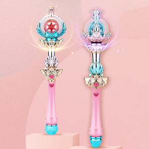 Luminous Toys Electric Lights Music Girl Children's Hand Hold Starry Sky Magic Wand Scepter Plastic Princess Queen Play Role Toy