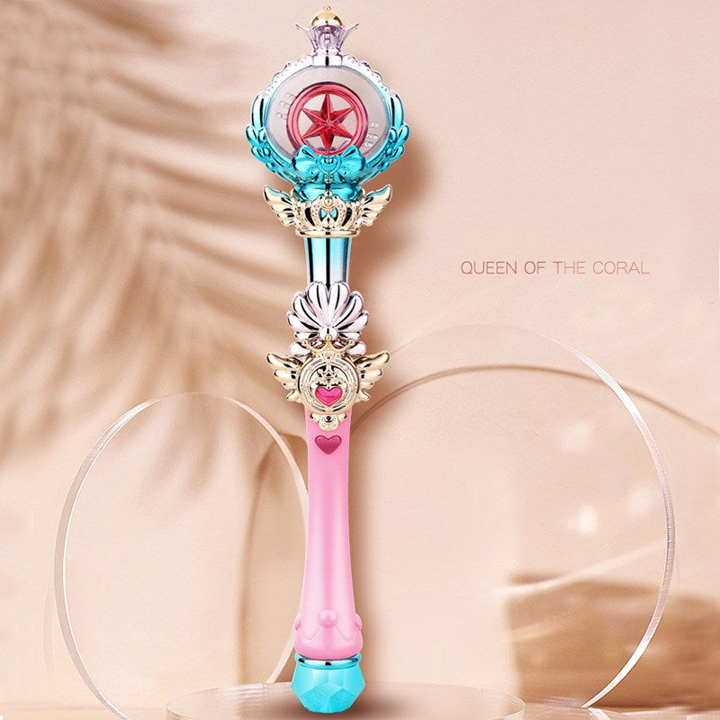 Luminous Toys Electric Lights Music Girl Children's Hand Hold Starry Sky Magic Wand Scepter Plastic Princess Queen Play Role Toy