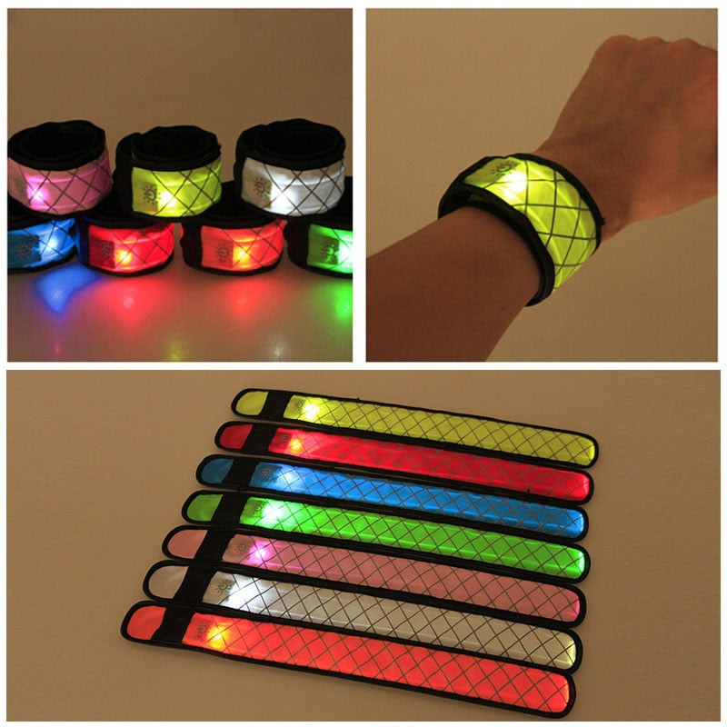 Nylon LED Sports Slap Wrist Strap Band Luminous Toy Wristband Light Flash Bracelet Glowing Armband Party Toy for Children NSV