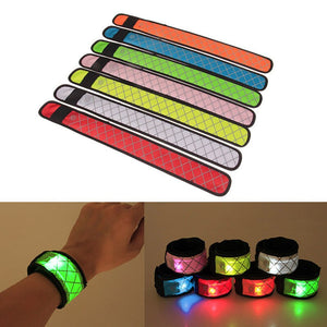 Nylon LED Sports Slap Wrist Strap Band Luminous Toy Wristband Light Flash Bracelet Glowing Armband Party Toy for Children NSV