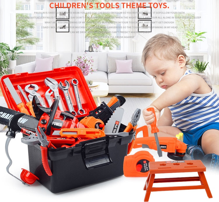 Toolbox Kit Educational Toys for Kids Simulation Repair Tool Toys Plastic Drill Game Learing Engineering Toys Gifts for Boys GYH