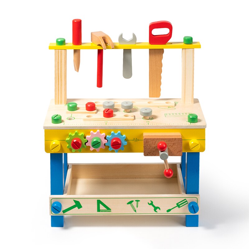 Wooden Workbench Toys Wood Tool Stand Set Birthday gift for Children Toddlers and Kids