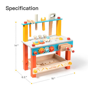 Wooden Workbench Toys Wood Tool Stand Set Birthday gift for Children Toddlers and Kids